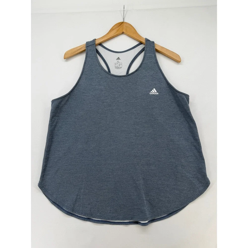Adidas Aeroready Womens Racerback Tank Top Blue Heathered GT5456 XL